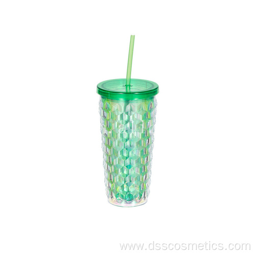 18 OZ double glazed plastic cup diamond cut sippy cup corn mug